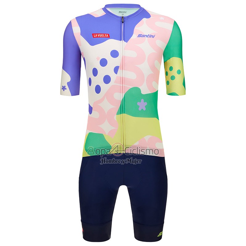 Vuelta Espana Ropa Ciclismo Culotte Corto 2023 Hombre Mangas Cortas Rosa
